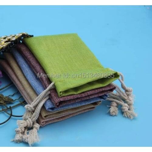 100pcs/lot CBRL jute/linen/flax drawstring bags&pouch for ornament/Ipone 4,Various colors,size customized,wholesale
