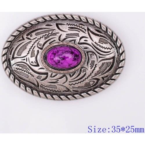10X 35X25MM Western Antique Sliver Purple Turquoise Engraved Saddle Tack Belt Prairie Dust Oval Conchos