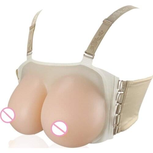 2 in 1 Sexy Silicone Breast Forms E Cup with Strap Crossdresser Bra Ajusen For Transgender Shemale Crossdresser
