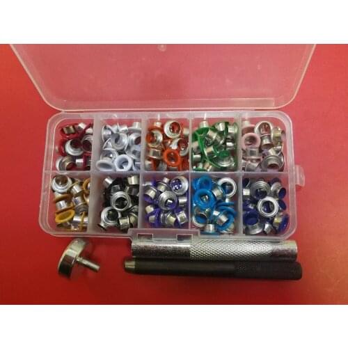 300sets Eyelet+1set Punch Die Tool Set+Organizer Box 10 colors Grommets for Leather Craft Clothing Grommet Banner 4mm 5mm 6mm