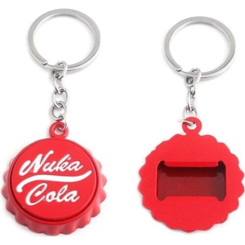 5pcs Hot game Fallout 4 Nuka Cola red Lid keychain fashionable Alloy bottle opener pendant car key chain ancessories for boy