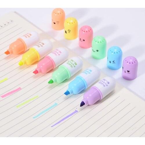 6 pcs/lot Kawaii Art Marker Pens Cute Capsules Vitamin Pill Marker Pen Colored Drawing Painting Highlighter Pen Stationery Gift