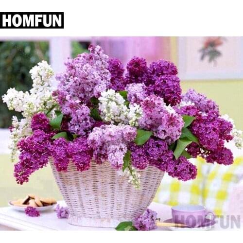 HOMFUN Full Square/Round Drill 5D DIY Diamond Painting "purple flower" Embroidery Cross Stitch 5D Home Decor Gift A02137