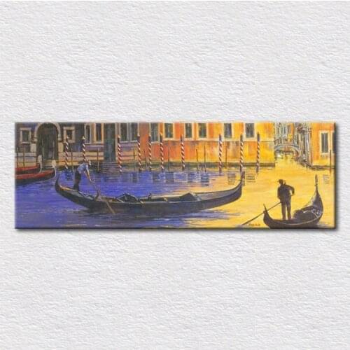 Free shipping canvas prints picture of hand painted Impressionist Italy Venice street oil painting