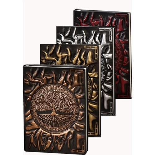 24 PCS Anaglyph Notebook Retro Planner Embossed Leather Travel Diary Bronze Book A5 Lined Journal School Supplies Wholesale K1