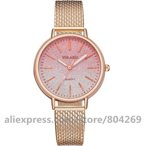 Womens Watch Fashion Quartz Rose Gold PVC New Quartz Clock Ladies Wristwatches Bracelet Wrist Watches For Women