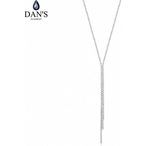 DANS Element Brand 2 Colors Real AAA Zircon Fashion Water Drop Tassel Pendant Necklace for Women Valentine Gift 134453