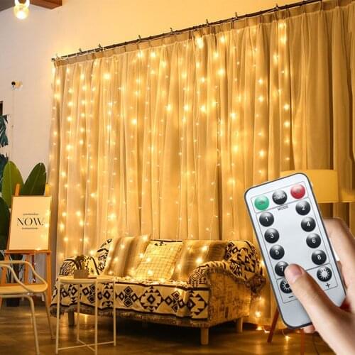 3x2m/3x3m/6x3m Curtain Icicle String Light With Remote Christmas LED String Garland Light For Wedding Holiday Party Wall Backdro