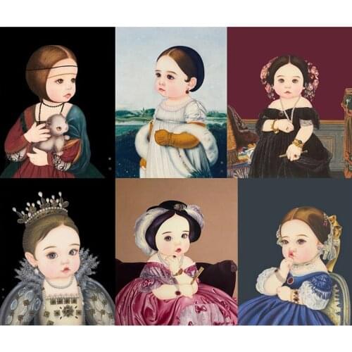 Diy Cute Portrait of the World Famous Painting Diamond Painting Cross Stitch Nordic Style Drill Embroidery Handmade JX178