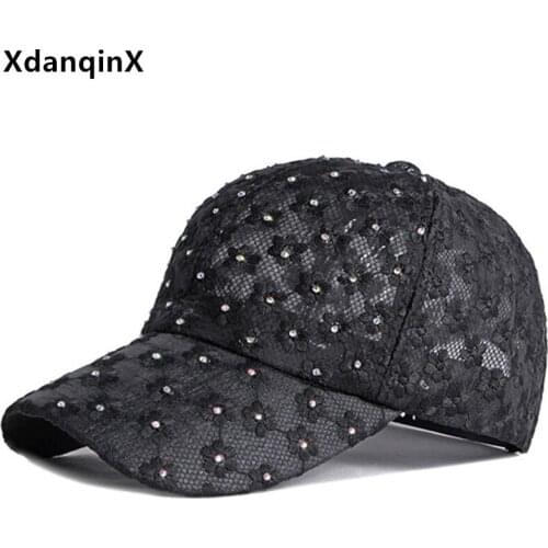 New Summer Mens Black Mesh Cap Womens Hot Drill Headwear Decoration Baseball Caps Adjustable Size Breathable Couple Sports Hat
