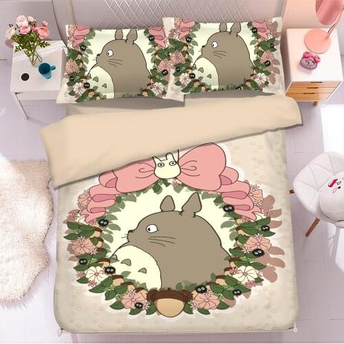 Anime Totoro 3D Bedding Set Duvet Covers Pillowcases Comforter Bedding Sets Bedclothes Bed Linen Totoro bedding sets