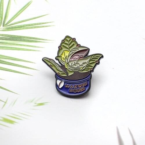 Hot Fashion Potted plants Enamel Pin Green Botany Cannibalism grass Flower Leaf Brooch Broche Jewelry Brooches for women Pins