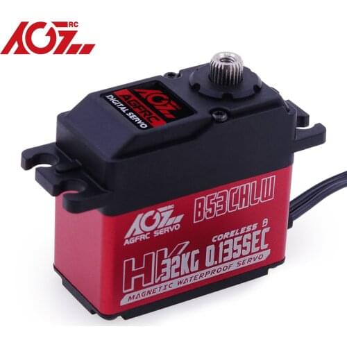 AGFRC B53CHLW Magnetic Sensor 32KG 0.135Sec Steel Gears HV Wateproof Coreless Steering Servo for RC OffRoad Car Boat Aircraft