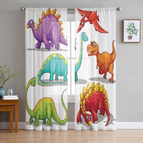 Dinosaur Cartoon Sheer Curtains Window Curtains for Living Room Bedroom Blinds Kids Room Home Decor