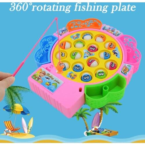 Cartoon Fishing Toys Children Educational Toys Music Electric Rotating Fishing Game Magnetic Outdoor Indoor Toy M09