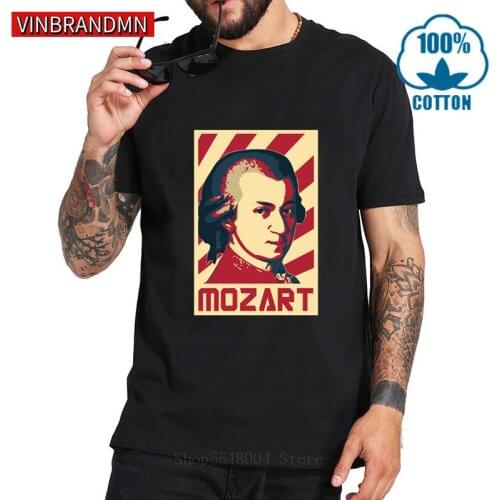Mozart Propaganda Poster Popular Art T shirts men Famous Music Composer T-Shirt Piano Music Lovers Tee shirt Great musician Tees