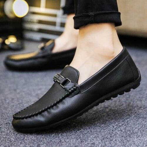 WEH Men Shoes Leather 2021 New Men Casual Shoes brand Fashion Men Loafers Moccasins Slip On Mens Flats Male Driving Shoes