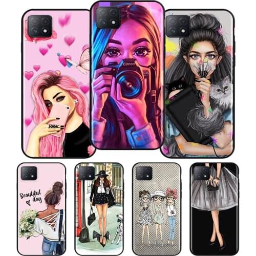 Fashion Female Girl Silicone For OPPO AX7 A1K A94 A93 A92S A73 A72 A53S A52 A32 A31 A12E A11X A9 A5 2020 Soft Phone Case