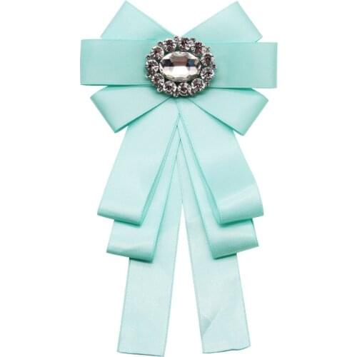 New Fashion Cloth Art Bow Brooches for Women Rhinestone Bow Tie Female Shirt Dress Corsage Luxulry Jewelry Clothing Accessories