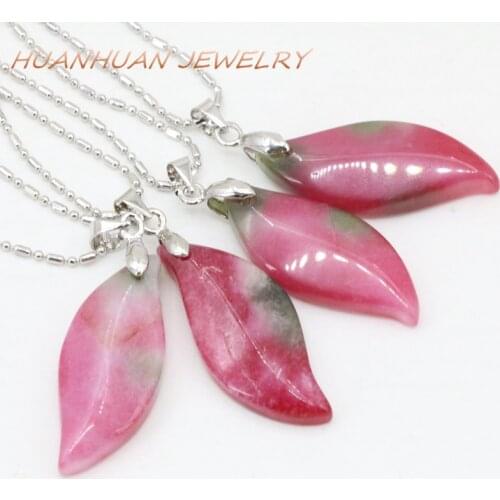 Charms Leaves Shape Chain Pendant For Women 13x31mm Red Stone Natural Jades Chalcedony Necklaces & Pendants Choker Jewelry B3358