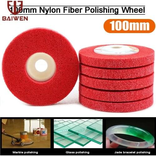 4'' 100mm Nylon Fiber Polishing Wheel Non-Woven Abrasive Disc Bore 5/8'' Grinding Wheels for Metal 11,000 RPM 7P 9P