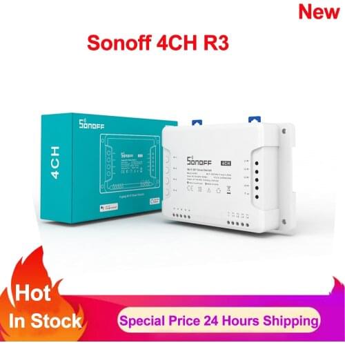 Sonoff 4CH R3 4 Gang Wifi Smart Switch 3 Working Mode Inter lock Inching Self-Locking Smart Home DIY Switch Via Ewelink APP