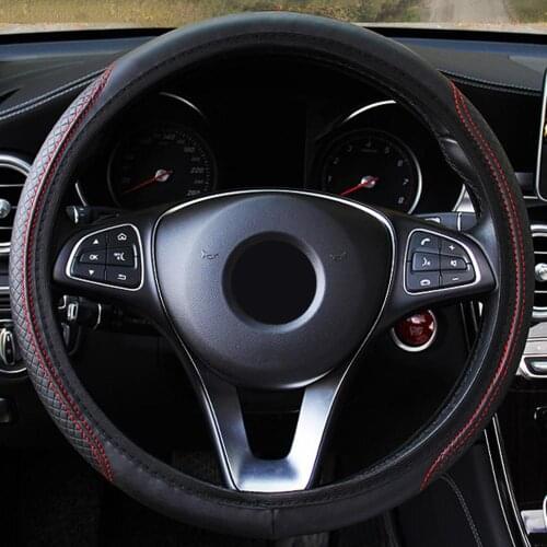 On salling! Car-styling Car Steering Wheel Cover Skidproof Auto Steering- wheel Cover Anti-Slip Universal Embossing Leather CSV