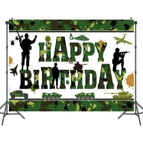 Camouflage Shooting Game Backdrop Studio Prop Child Birthday Party Decoration Tanks Aircraft Photography Vinyl Poster Background