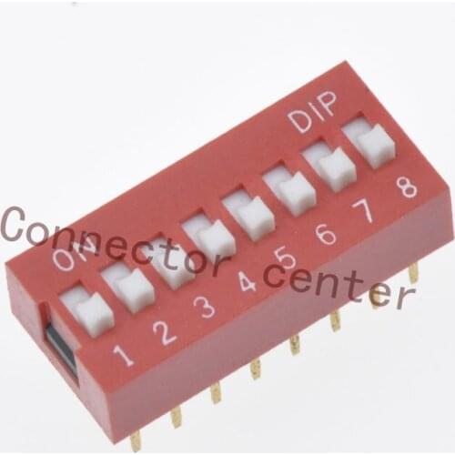 High quality dIP Switch 2.54mm Pitch Gold plated 8position 16Pin Red DS-08