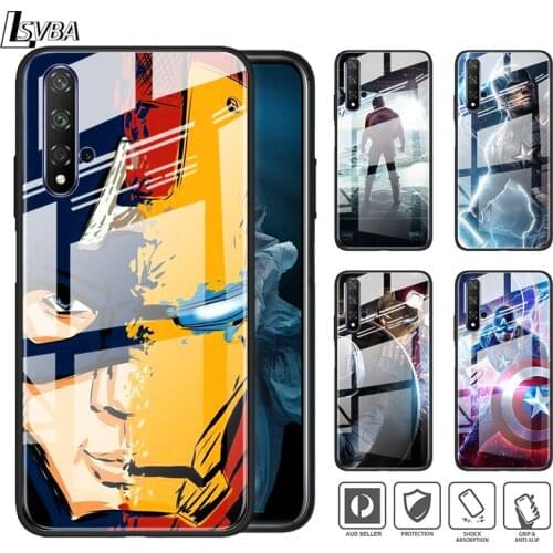 Marvel Avengers Captain America Super Hero For Huawei Honor 30 20 10 9X 8X Lite Pro Plus Tempered Glass Shell Phone Case Cover