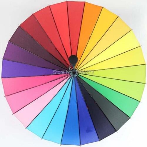 5pcs 24K Rainbow Umbrella Anti-Uv Sun Rain Big Long Handle Straight Colorful Umbrellas Male Female Sunny And Rainy Umbrella