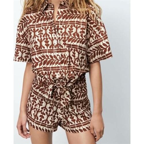 ZXQJ Women 2021 Sweet Fashion Floral Print Cropped Blouses Vintage Short Sleeves Back Bow Tie Female Shirts Chic Tops