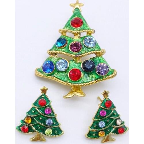 1 set of new year series of metal drip with tree earrings set Christmas decoration gifts
