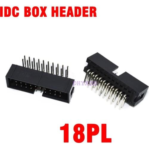 10Pcs DC3 2x9 Pin 18 Pin 2.54mm ISP Right Angle Male Double-Spaced Pin Male IDC JTAG Socket Box Header Connector