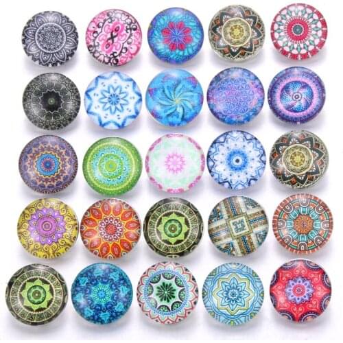 10pcs/lot New Glass Snap Jewelry Mixed Beautiful Exotic Pattern 18mm Glass Snap Buttons For DIY Snap Bracelet