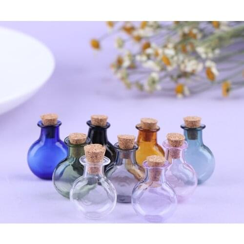 2Pcs 1:12 Dollhouse Miniature Glass Color Bottles Cork Bottles Tiny Jar Model For Dollhouse Decoration