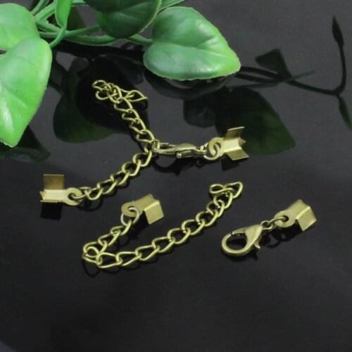50sets/lot Fashion Bronze Color Iron Cord End Caps Fit 3mm Cord Clips for Necklace Bracelet Connector Clasp,DIY Accessory K02983