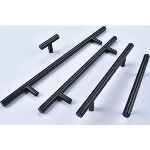 50mm-300mm Matt Black Stainless Steel Kitchen Door Cabinet T Bar Handle Kitchen Cabinet Door Knob Drawer Pull Furniture Hardware