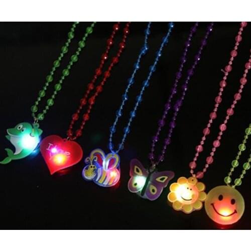 50pcs/lot Cartoon Series LED flashing pendant necklace luminous toys glowing in the dark party toy kids cheap small party gift