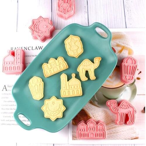 6Pcs EID Mubarak Camel Moon Star Biscuit Mold Cookie Cutters Ramadan Kareem Party Home Decoration Islam Muslim Decor Eid Al Adha