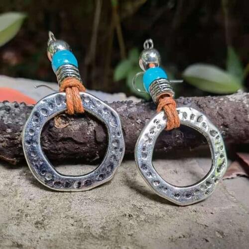 Bohemian Earrings Ethnic Earringstur quoise earrings jewelry dangle earrings boho earrings ethnic earrings leather Earrings