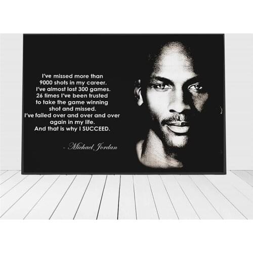 Black White Prints Michael Jordan Quote Poster Fashion Model Art Painting Canvas Poster Wall Home Decor for Living Room Office