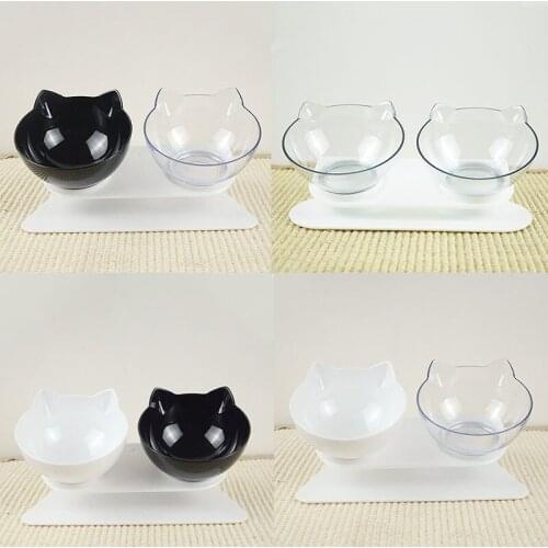 Double Cat Bowl With Stand Pet Dog Raised Non-slip Cat Food Bowl For Cat Water Bowl For Dogs Feeder For Cats Pets Waterdispenser