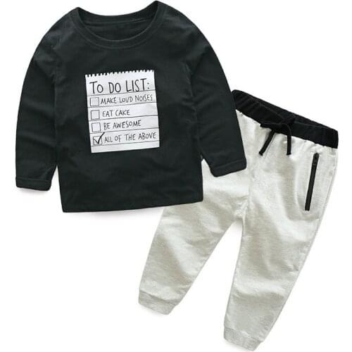 Autumn Boy Foreign Trade Explosions English Letter Long-sleeved T-shirt Sweater Pants Two-piece Sports Belt Long