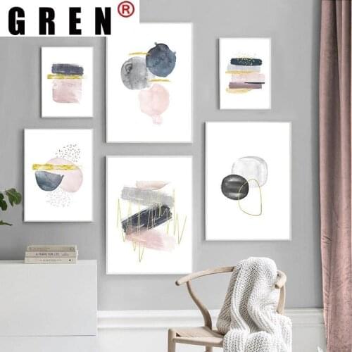 GREN Abstract Geometry Shape Nordic Minimalist Canvas Painting Wall Art Print Poster Picture Modern Living Room Home Decoration