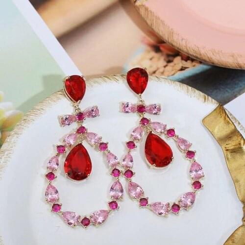 HIBRIDE Elegant Big Water Drop AAA Cubic Zircon Crystal Bridal Drop Earrings for Women Wedding Accessories Jewelry E-729