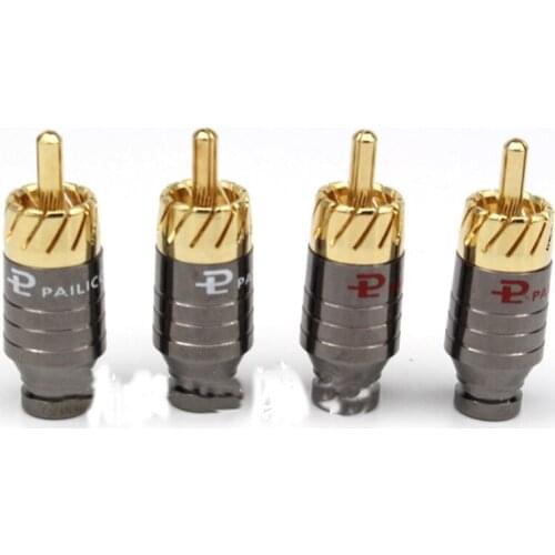 Hifi Fit 5MM Diameter RCA Cable Audio Plug adapter connector Solder Gold Plated Copper Paliccs RCA Plug Adapter Connector