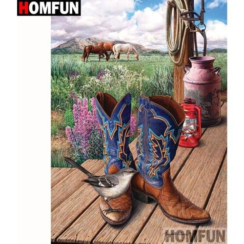 HOMFUN Full Square/Round Drill 5D DIY Diamond Painting "Shoes bird scenery" Embroidery Cross Stitch 5D Home Decor Gift A18258