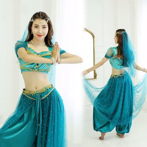 Anime Costume Latin Cosplay Jasmine Princess Suit Halloween Costume Adult Women Belly Dance Performance Indian Dance Costume