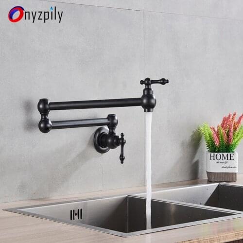 Onyzpily Kitchen Faucet Black Brushed Chrome Fold Sprayer Single Handle Single Lever Kitchen Sink Faucets Torneira de cozinha